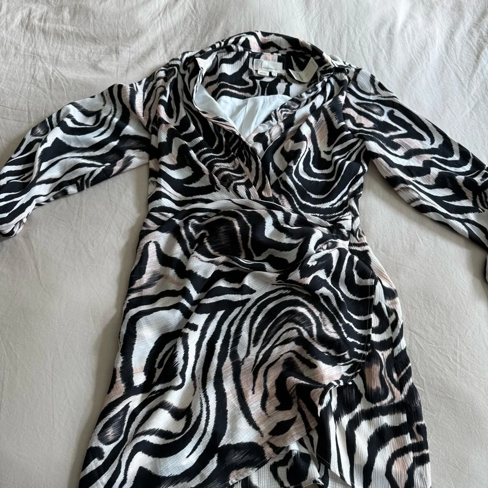 Anthropologie Zebra Print Wrap Dress Size 10 - Picture 2 of 6